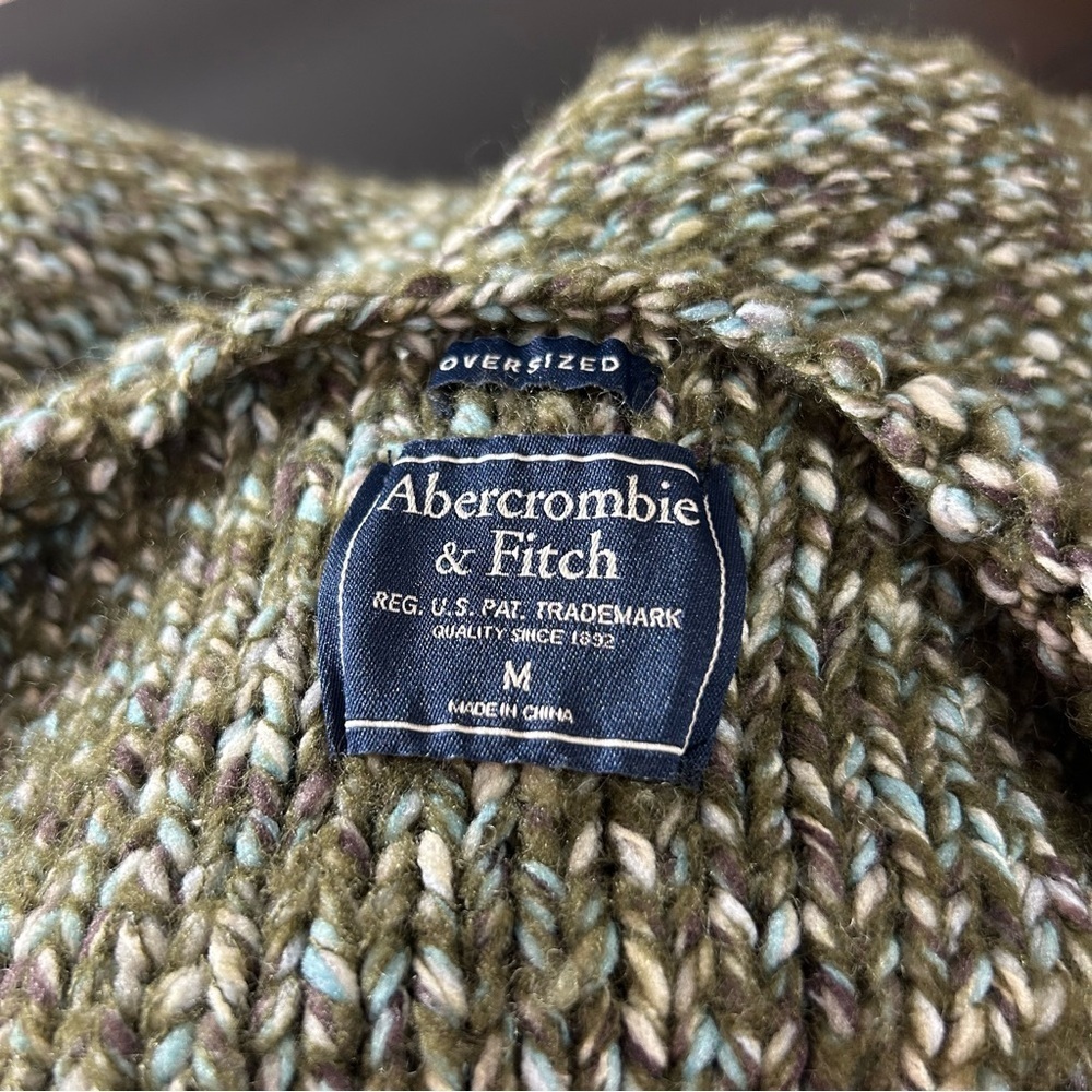 Abercrombie & Fitch Sweater Oversized Women's Green & Blue Marbled Size Medium - Picture 3 of 9